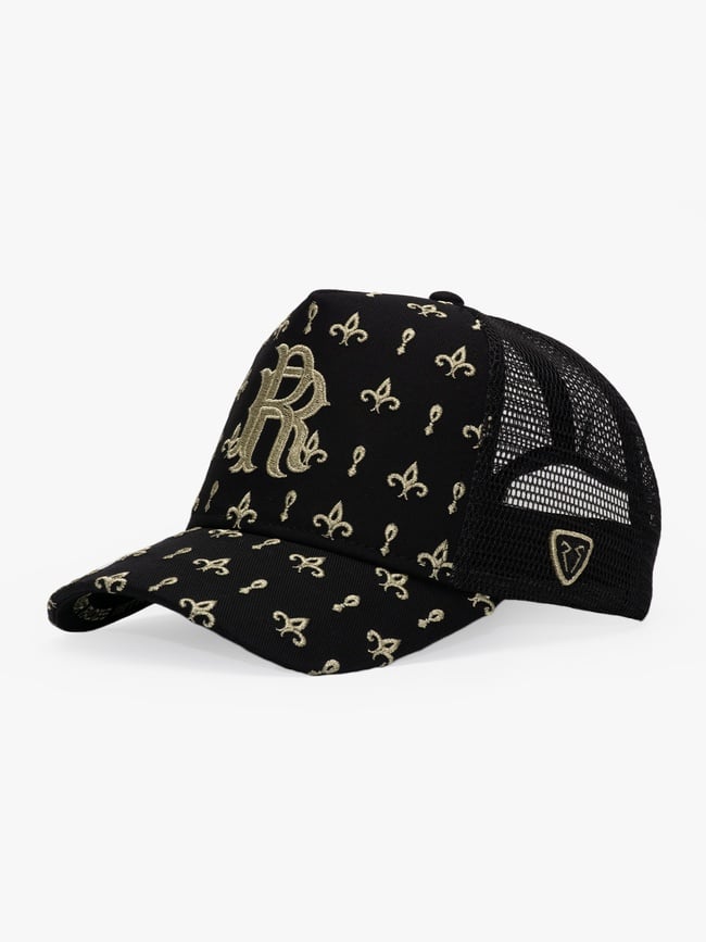  RustandRich Kadın Erkek Siyah/Gold Trucker Şapka-Premium Collection-Regalia