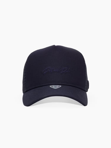  RustandRich Kadın Erkek Lacivert Trucker Şapka-Timeless Collection-Casual