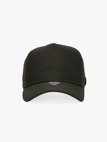  RustandRich Kadın Erkek Haki Trucker Şapka-Timeless Collection-Casual