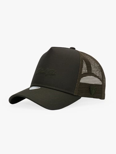  RustandRich Kadın Erkek Haki Trucker Şapka-Timeless Collection-Casual