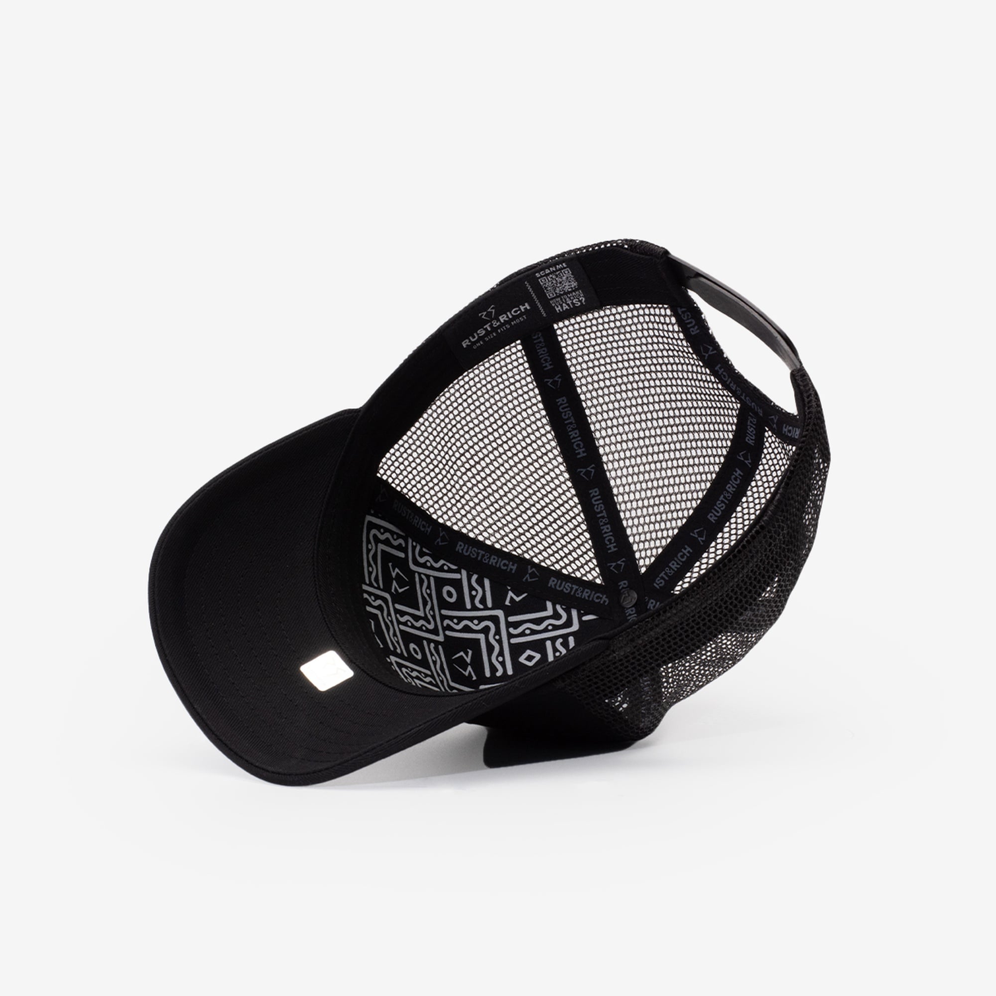 RustandRich Kadın Erkek Siyah Trucker Şapka-Timeless Collection-Casual