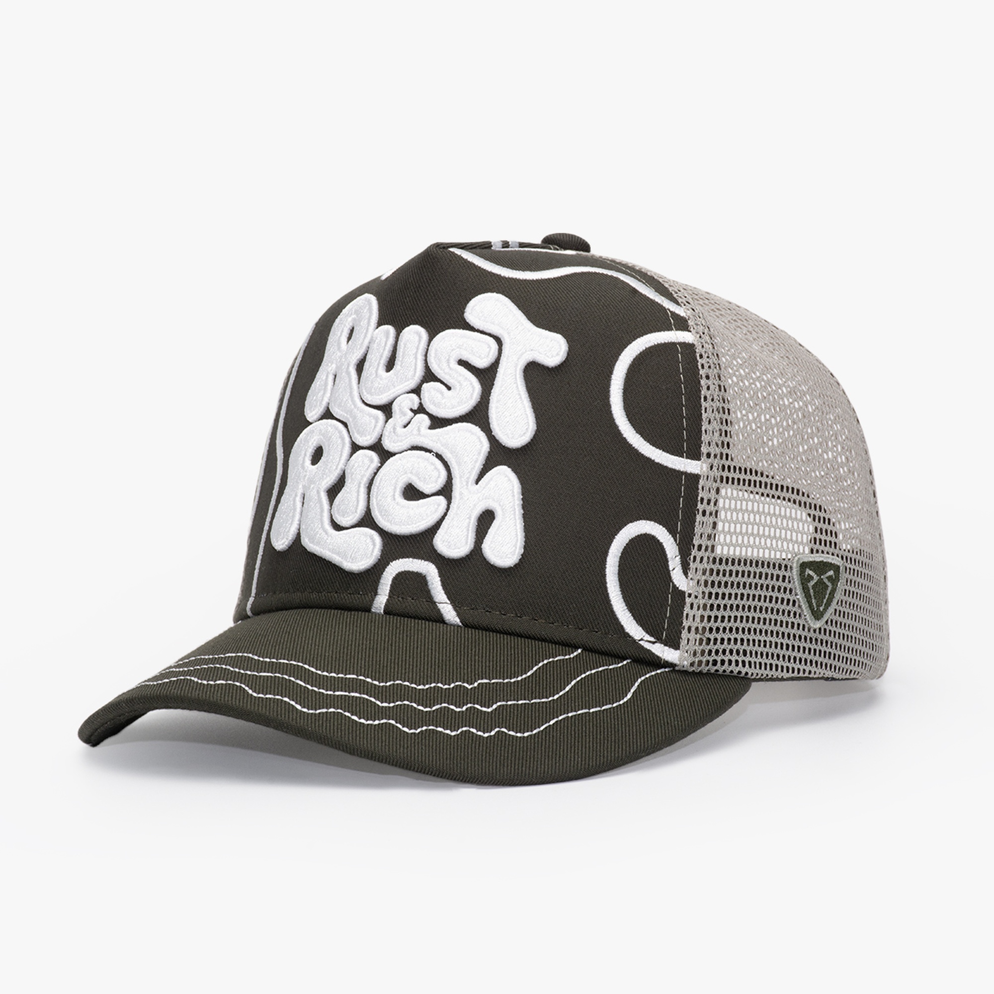 RustandRich Kadın Erkek Haki Trucker Şapka-Urban Collection-Line