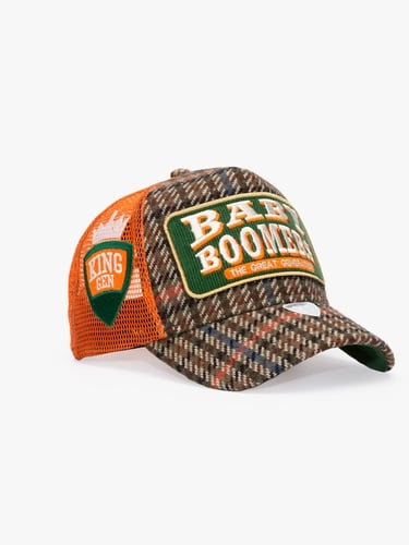  RustandRich Kadın Erkek Kahverengi Trucker Şapka-Generation Collection-Boomers