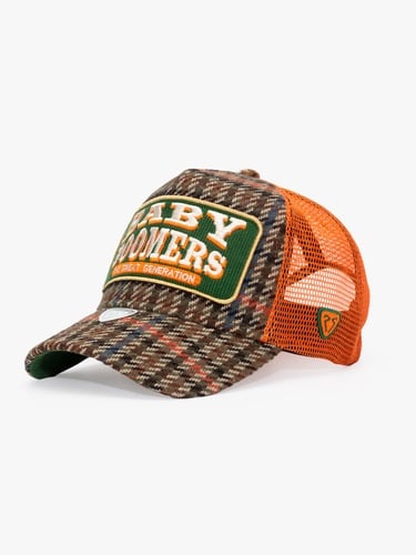  RustandRich Kadın Erkek Kahverengi Trucker Şapka-Generation Collection-Boomers