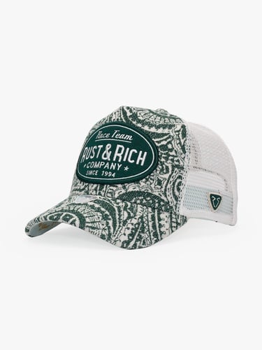  RustandRich Kadın Erkek Yeşil Trucker Şapka-Premium Collection-Vintage Race
