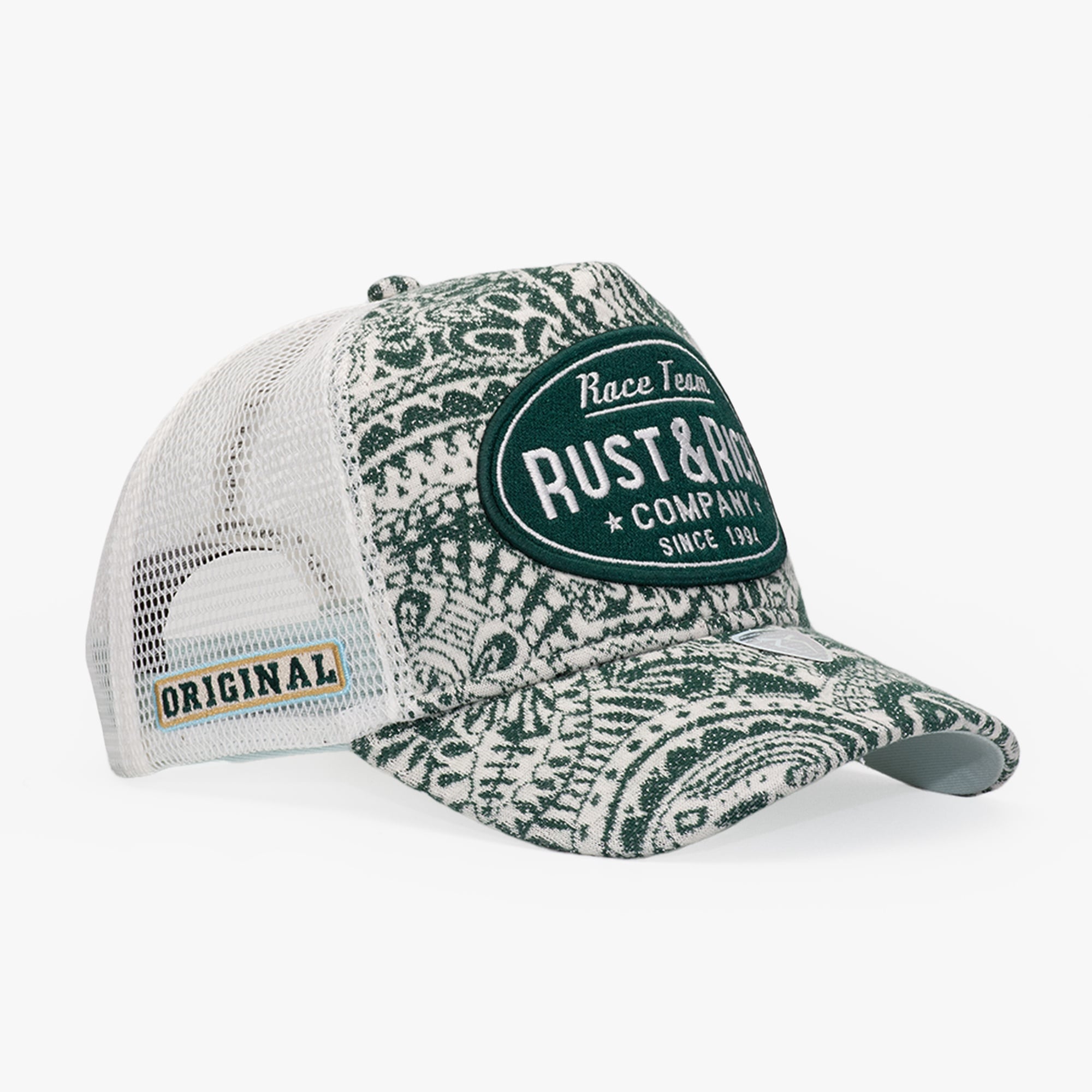 RustandRich Kadın Erkek Yeşil Trucker Şapka-Premium Collection-Vintage Race