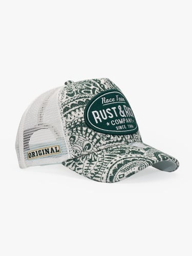  RustandRich Kadın Erkek Yeşil Trucker Şapka-Premium Collection-Vintage Race
