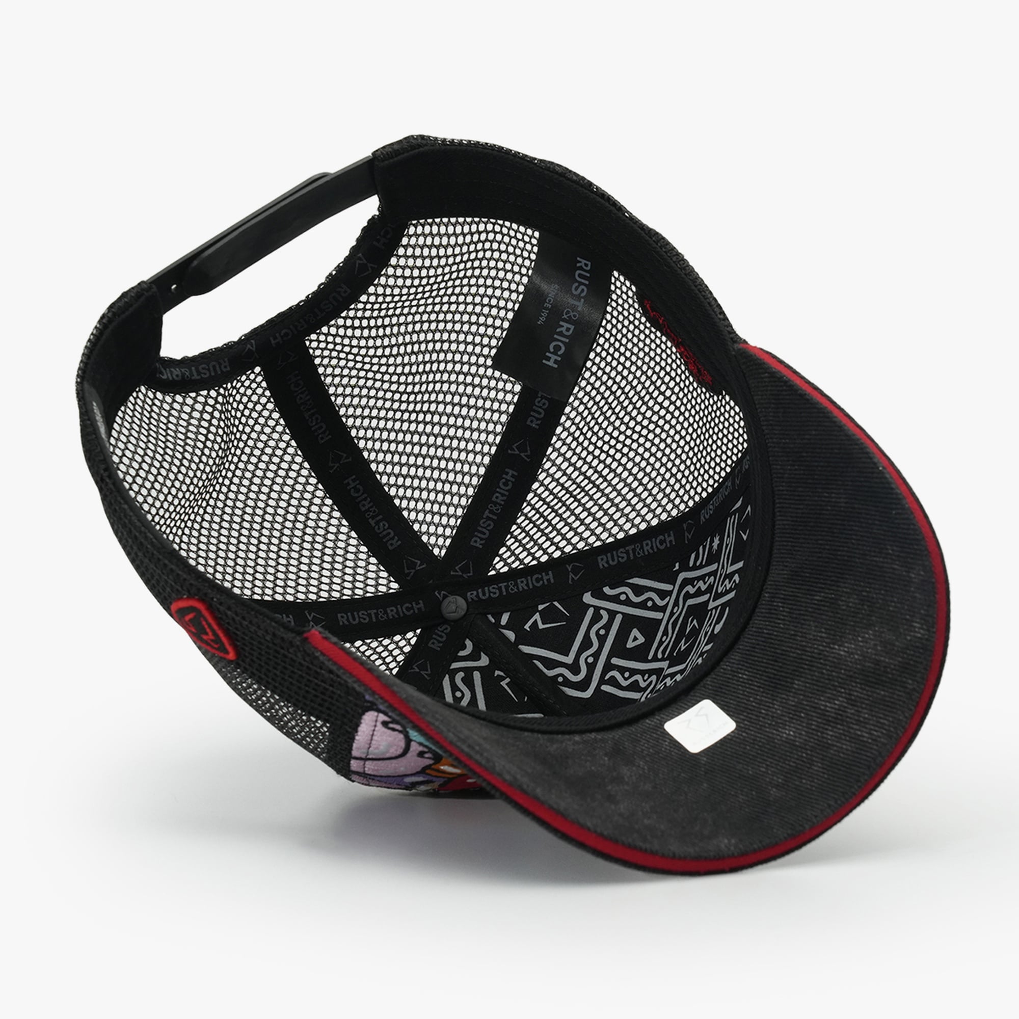 RustandRich Kadın Erkek Siyah Trucker Şapka-Art Collection-Doodle