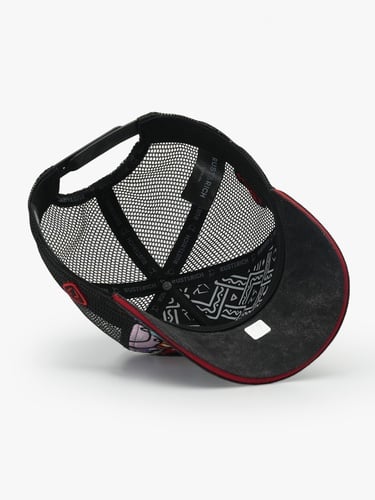  RustandRich Kadın Erkek Siyah Trucker Şapka-Art Collection-Doodle