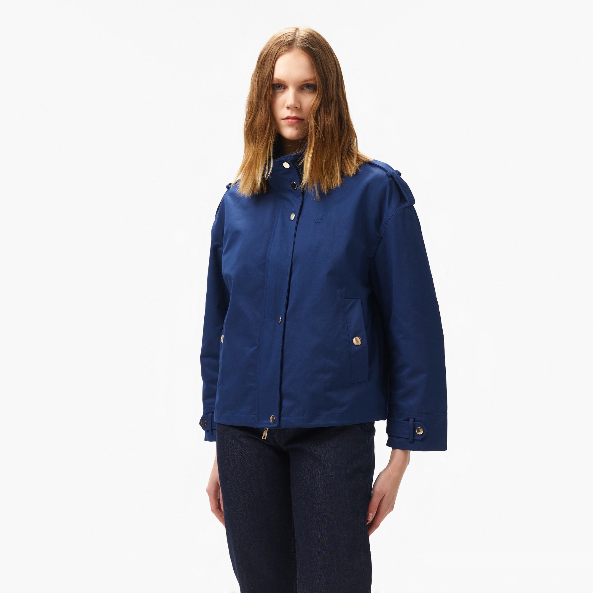 Nautica Kadın Lacivert Regular Fit Dik Yaka Mont