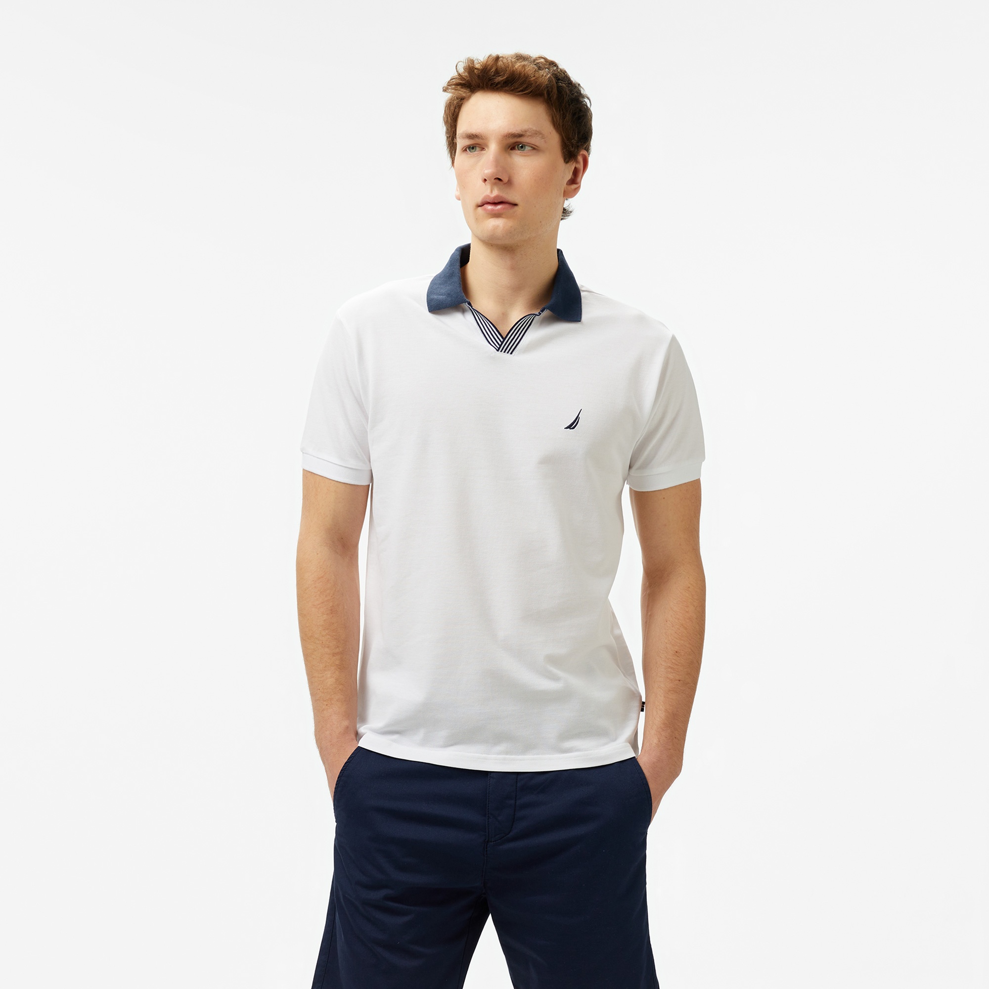 Nautica Erkek Beyaz Classic Fit Polo Yaka T-Shirt