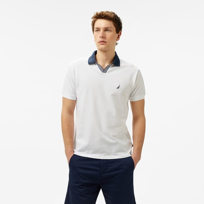  Nautica Erkek Beyaz Classic Fit Polo Yaka T-Shirt