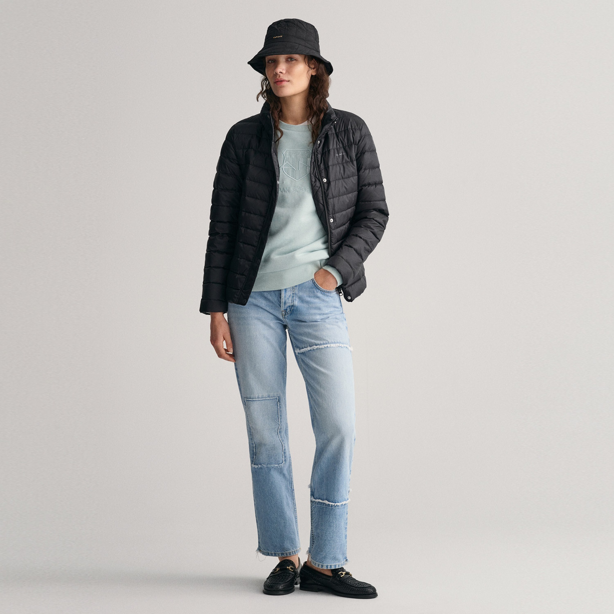 GANT Kadın Siyah Dik Yaka Kapitone Mont