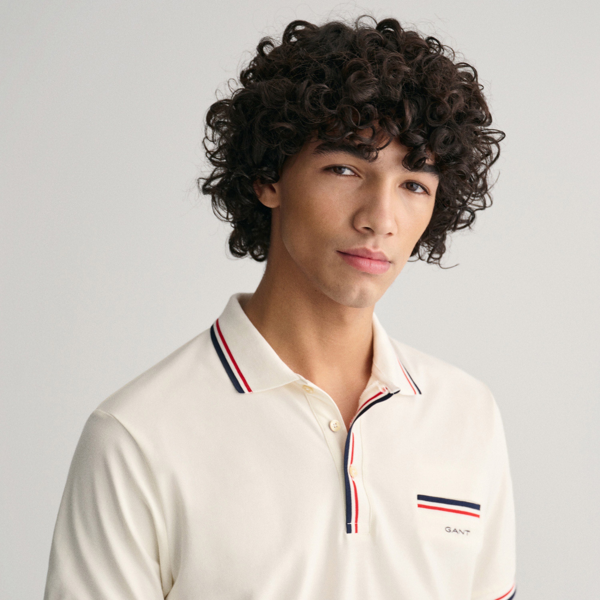 GANT Erkek Krem Regular Fit Çizgili Polo