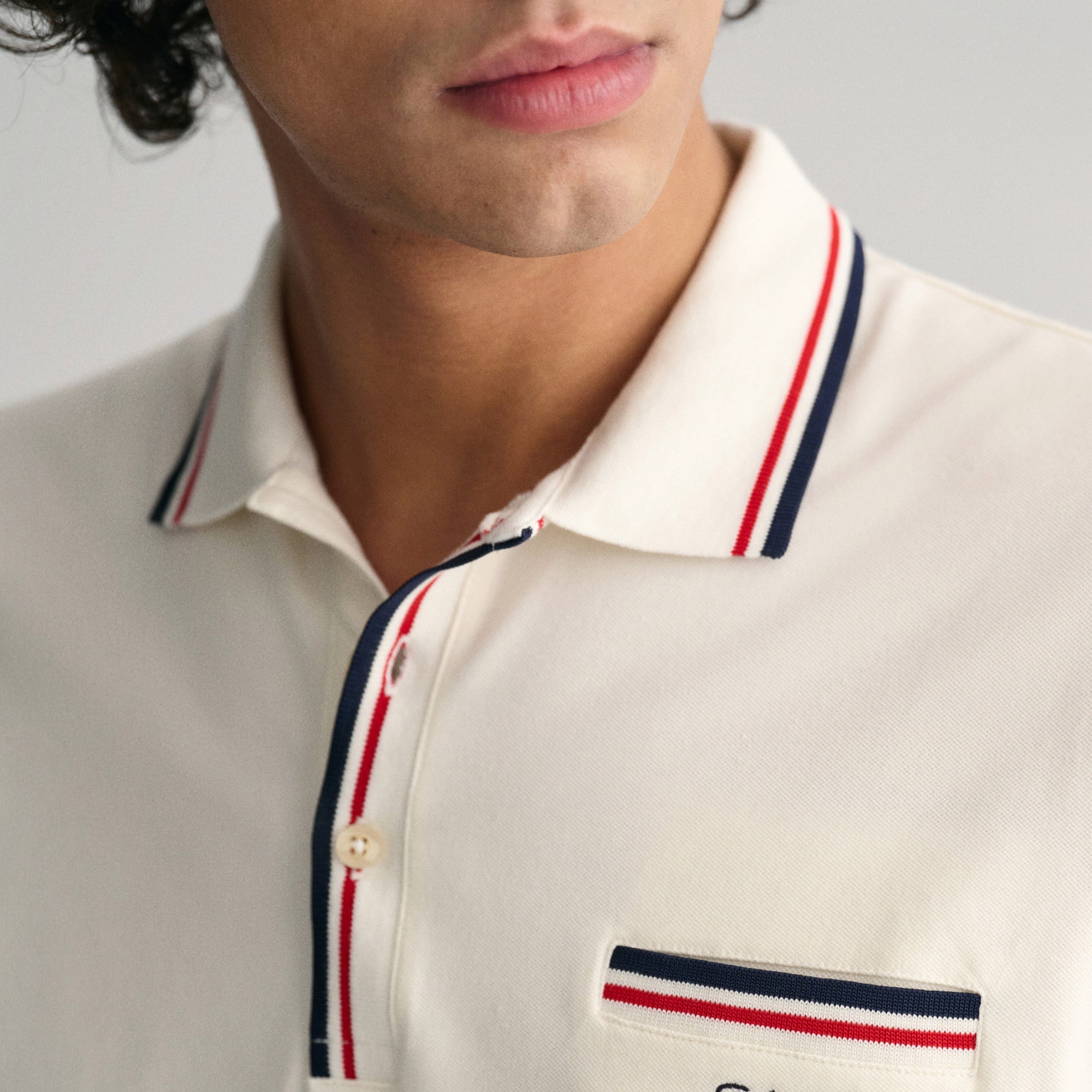 GANT Erkek Krem Regular Fit Çizgili Polo