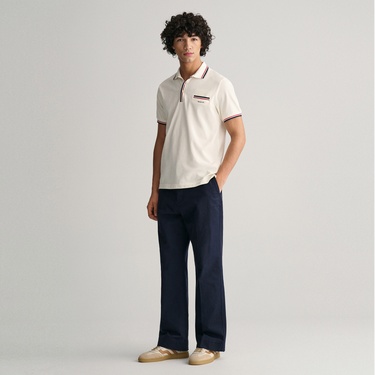  GANT Erkek Krem Regular Fit Çizgili Polo