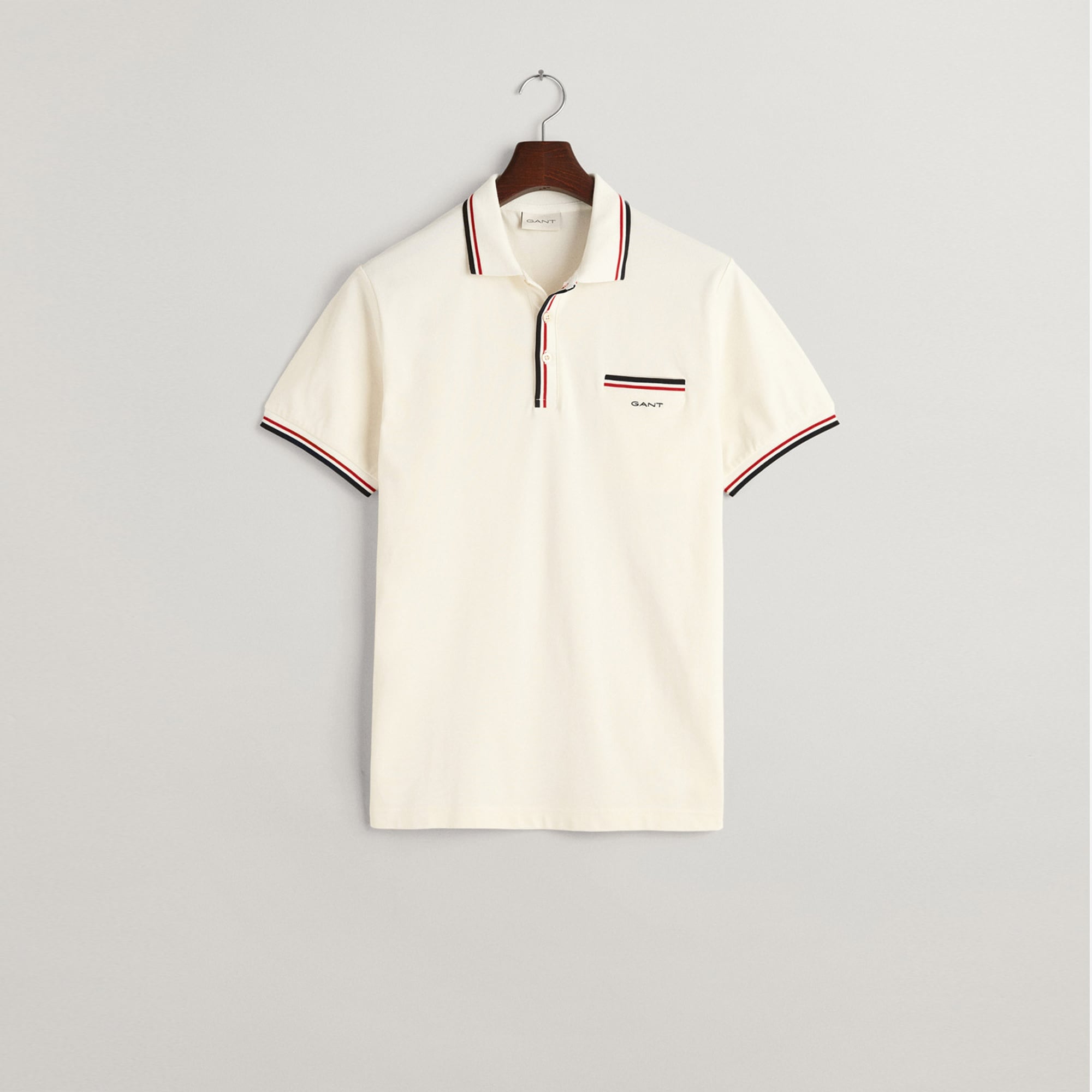 GANT Erkek Krem Regular Fit Çizgili Polo
