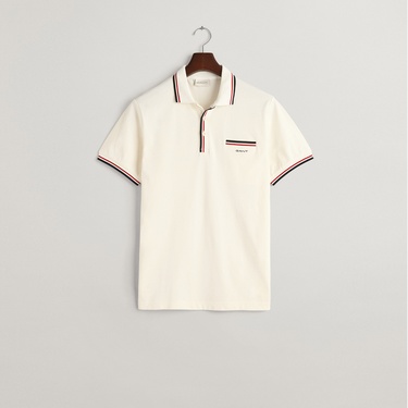 GANT Erkek Krem Regular Fit Çizgili Polo