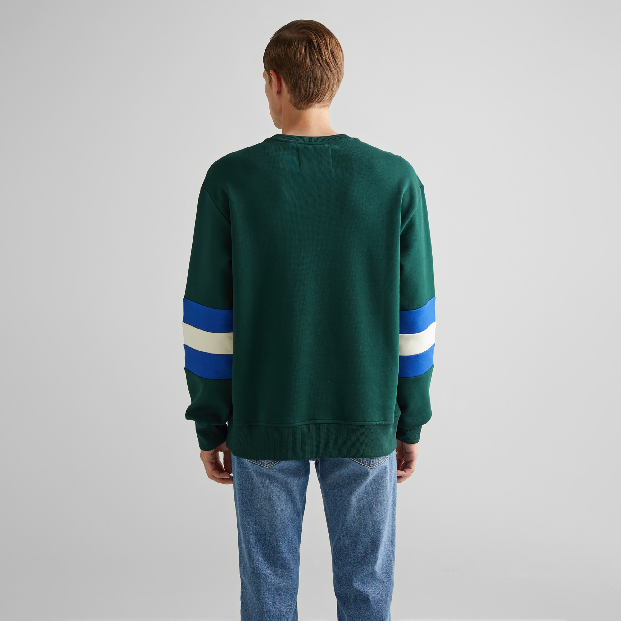 GANT Erkek Yeşil Relaxed Fit Bisiklet Yaka Renk Bloklu Sweatshirt