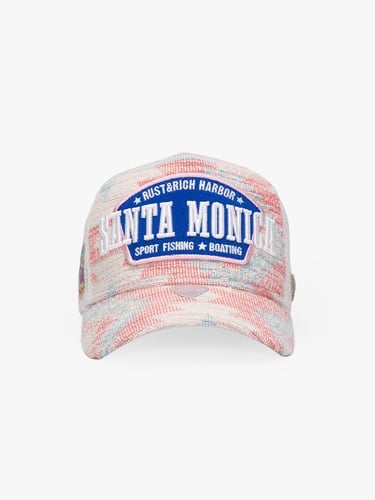  RustandRich Kadın Erkek Beyaz Trucker Şapka-City's Collection-Santa Monica