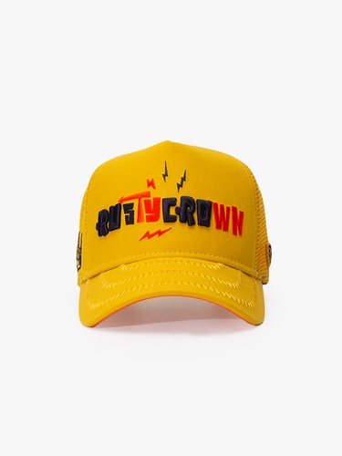  RustandRich Kadın Erkek Sarı Trucker Şapka-Urban Collection-Rusty Crown