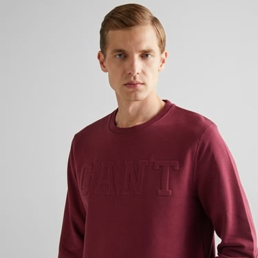  GANT Erkek Bordo Regular Fit Bisiklet Yaka Logolu Sweatshirt