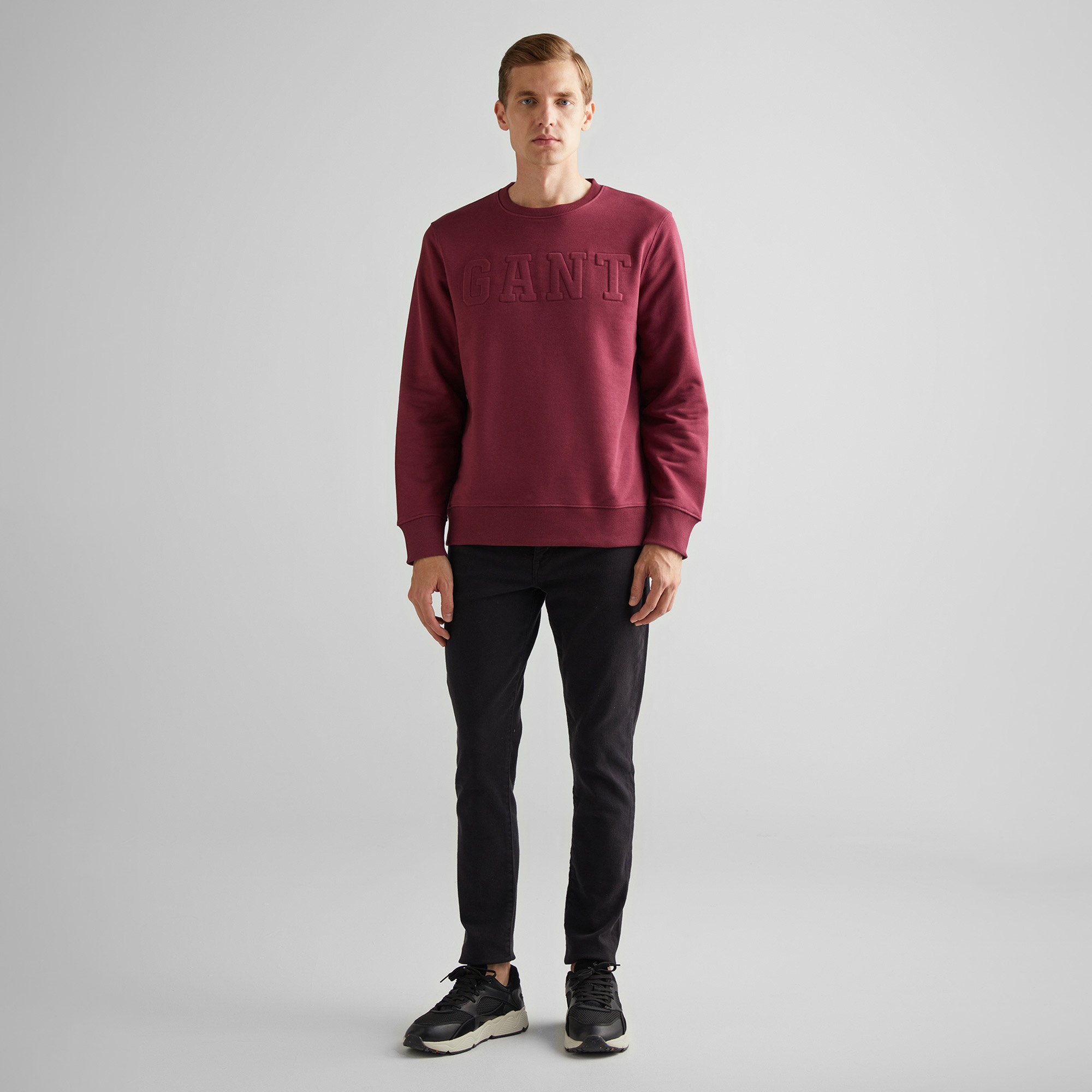 GANT Erkek Bordo Regular Fit Bisiklet Yaka Logolu Sweatshirt