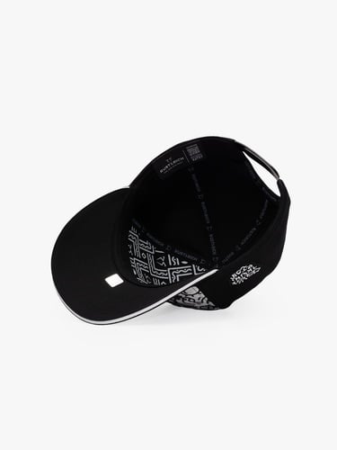  RustandRich Kadın Erkek Siyah/Beyaz Baseball Şapka-Curved Visor-Art Collection-Doodle Monkey