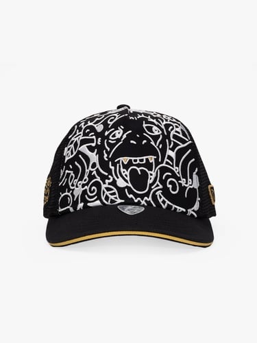  RustandRich Kadın Erkek Siyah Baseball Şapka-Curved Visor-Art Collection-Doodle Monkey