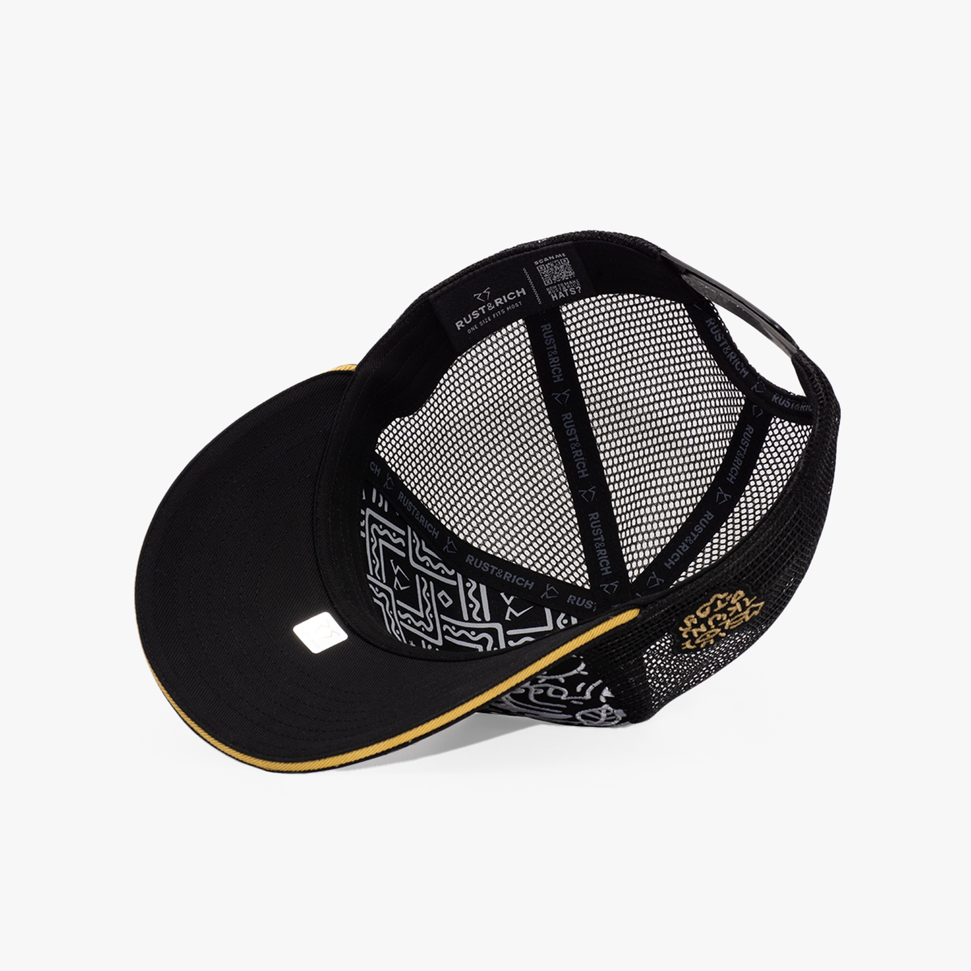 RustandRich Kadın Erkek Siyah Baseball Şapka-Curved Visor-Art Collection-Doodle Monkey