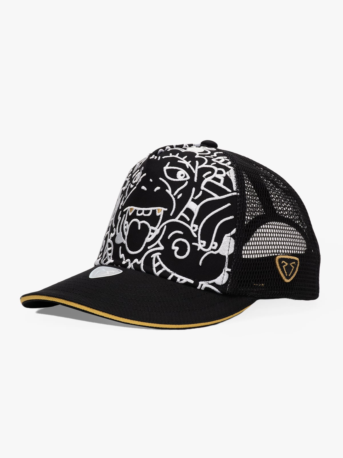  RustandRich Kadın Erkek Siyah Baseball Şapka-Curved Visor-Art Collection-Doodle Monkey