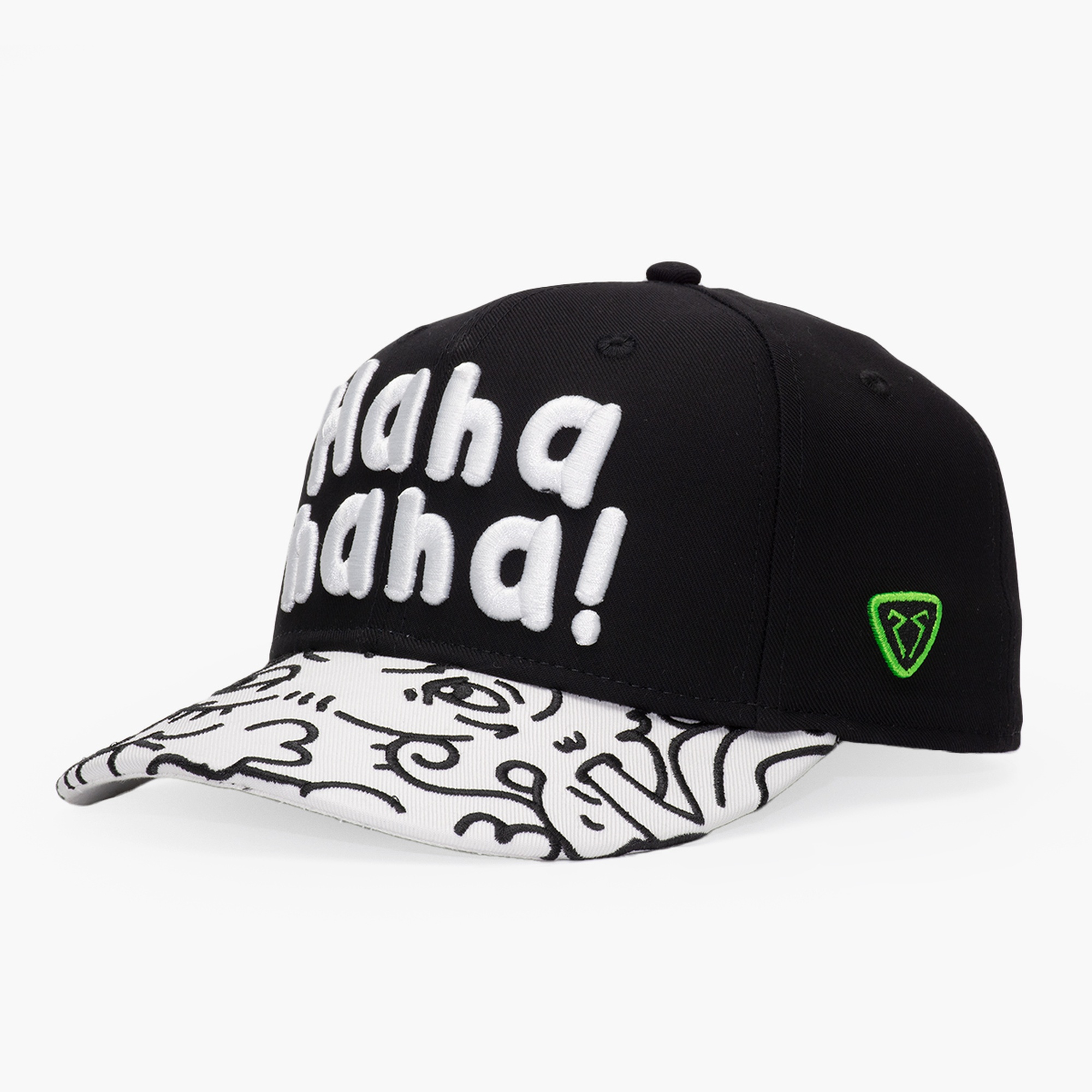 RustandRich Kadın Erkek Siyah Baseball Şapka-Curved Visor-Art Collection-Doodle