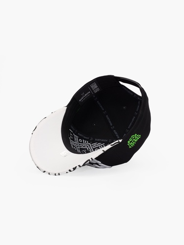  RustandRich Kadın Erkek Siyah Baseball Şapka-Curved Visor-Art Collection-Doodle