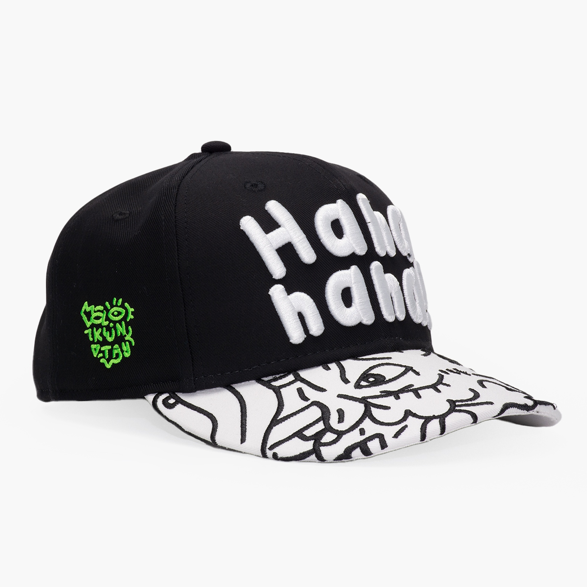 RustandRich Kadın Erkek Siyah Baseball Şapka-Curved Visor-Art Collection-Doodle