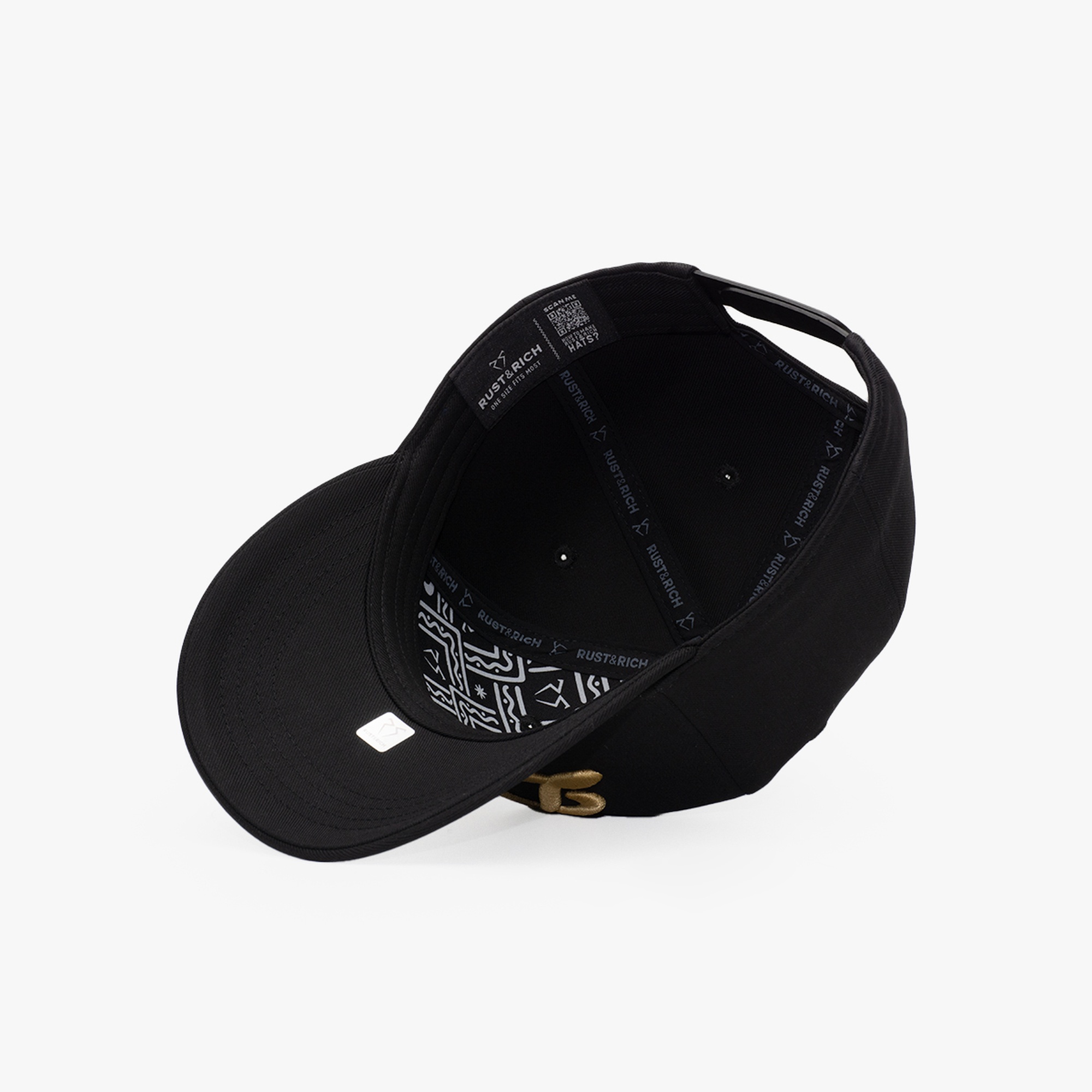 RustandRich Kadın Erkek Siyah Baseball Şapka-Curved Visor-Motto Collection-Deal