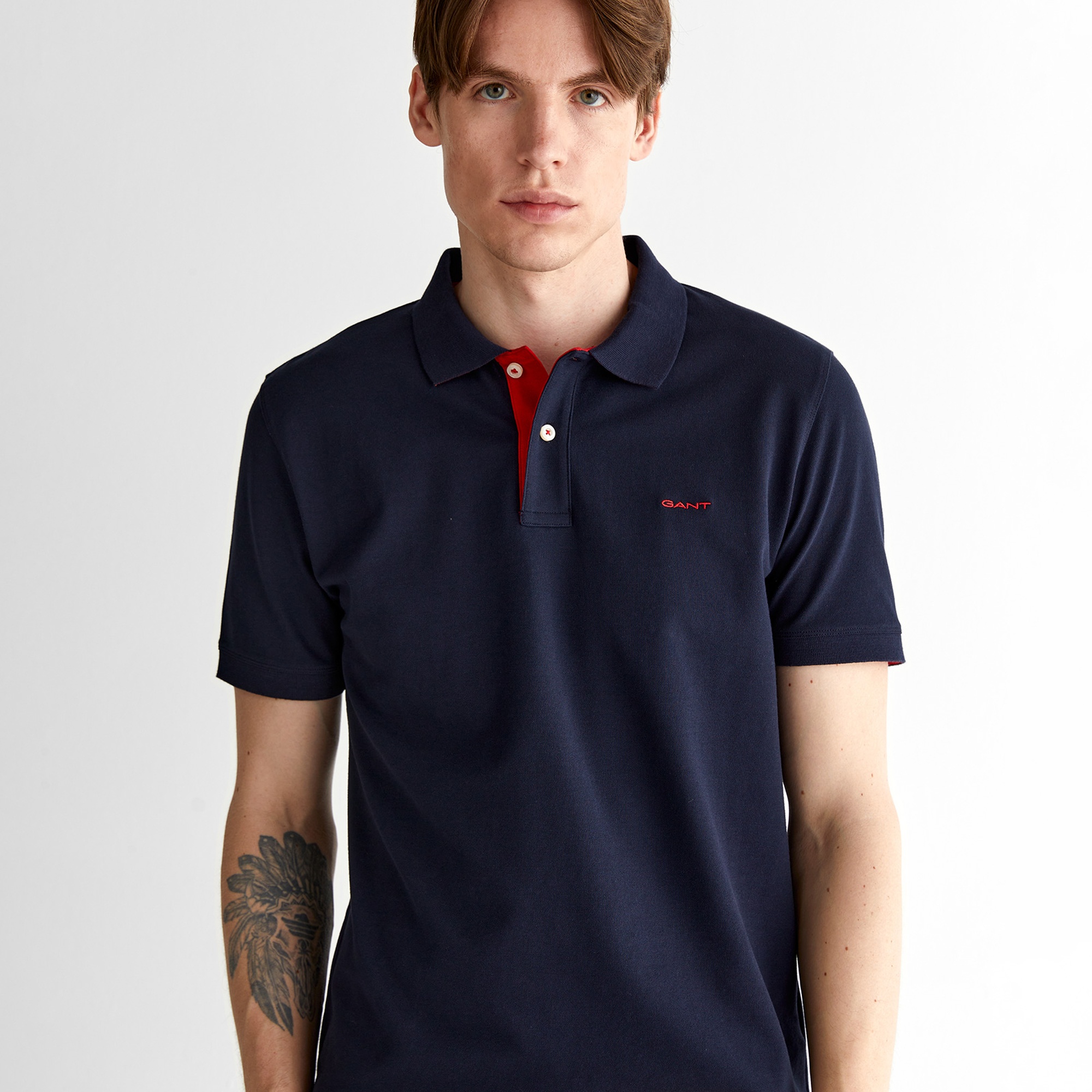 GANT Erkek Mavi Regular Fit Düğmeli Yaka Polo T-Shirt