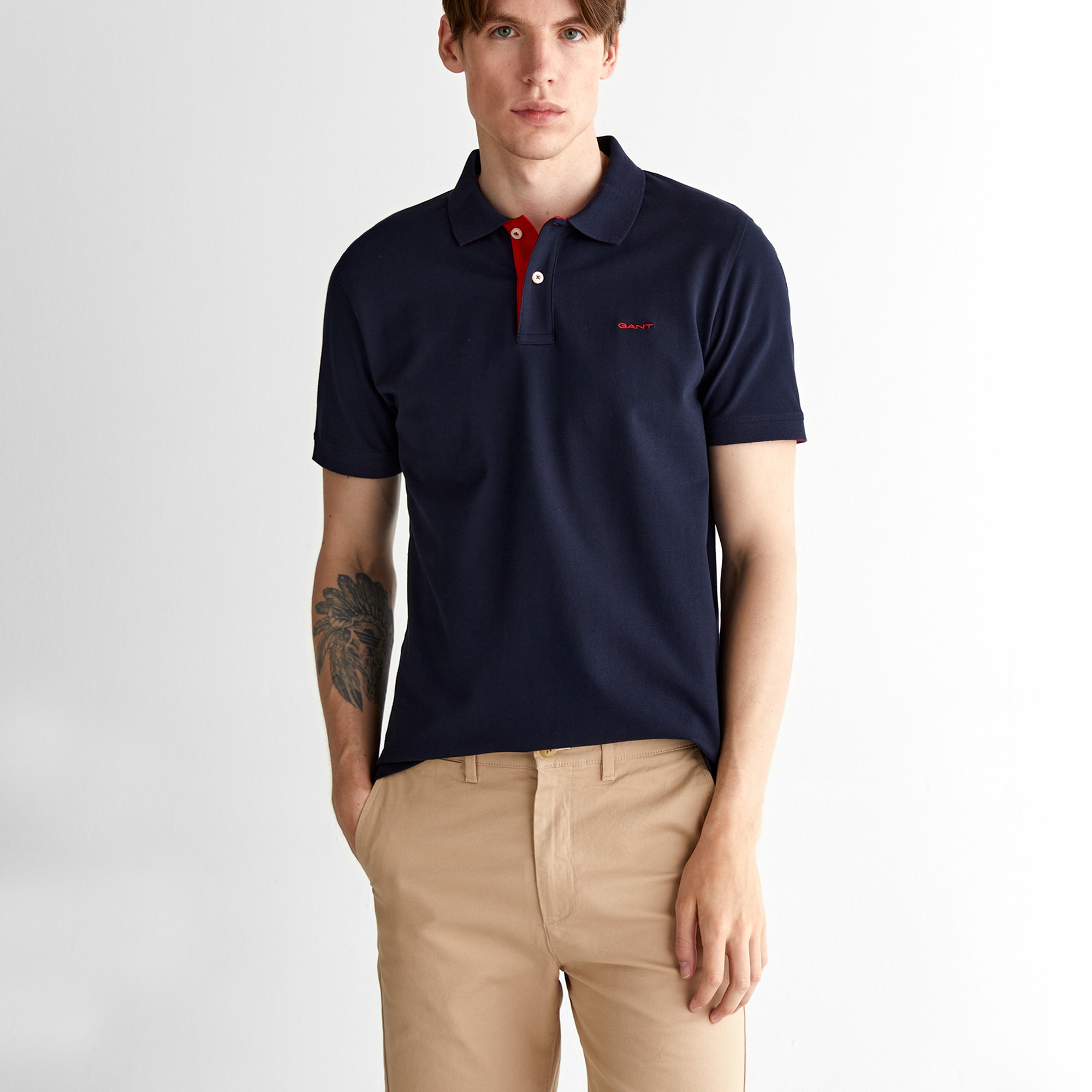 GANT Erkek Mavi Regular Fit Düğmeli Yaka Polo T-Shirt