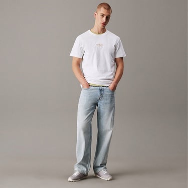  Calvin Klein Jeans Monologo Erkek Beyaz T-Shirt