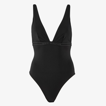  Tommy Hilfiger Plunge One Piece Kadın Siyah Mayo