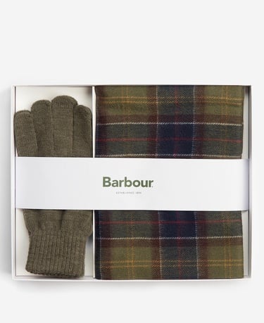  Barbour Tartan Atkı ve Eldiven Hediye Seti