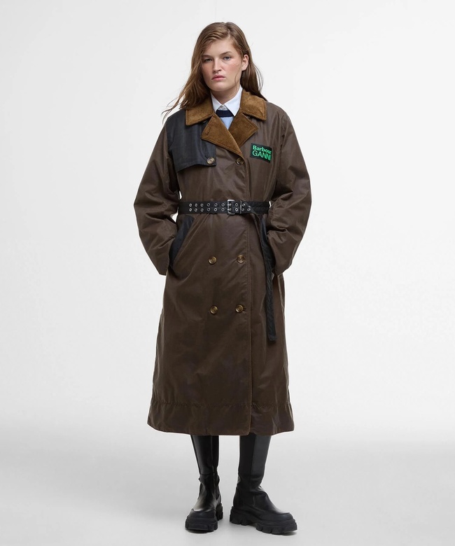  Barbour x GANNI Yağlı Trench Ceket
