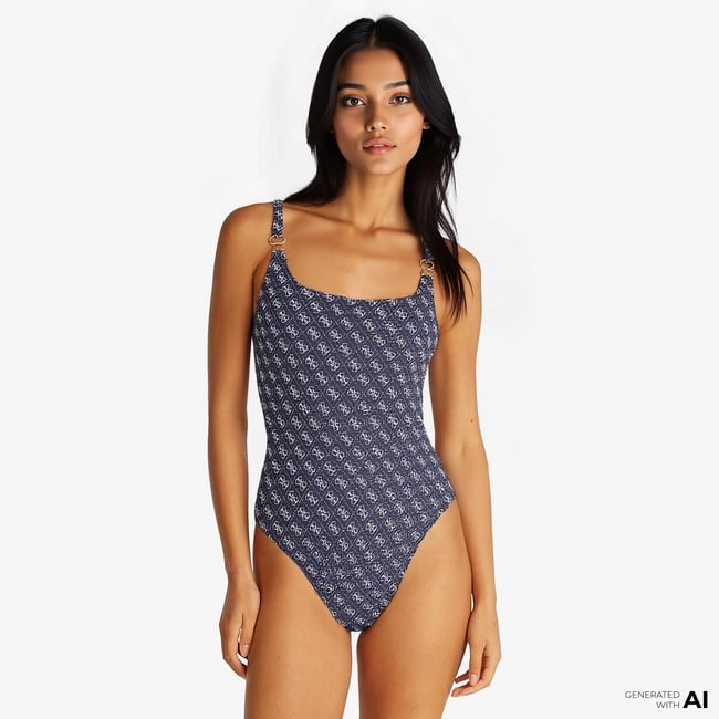  Guess One Piece Printed Recy Polyamide 180Gr Kadın Mavi Mayo