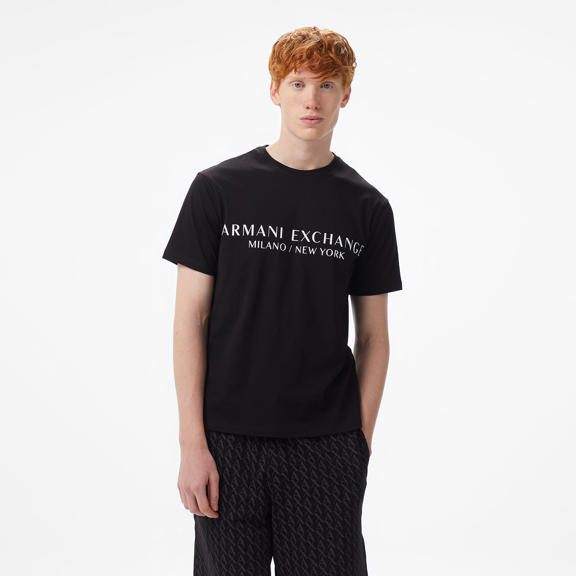  Armani Exchange Erkek Siyah Bisiklet Yaka T-Shirt