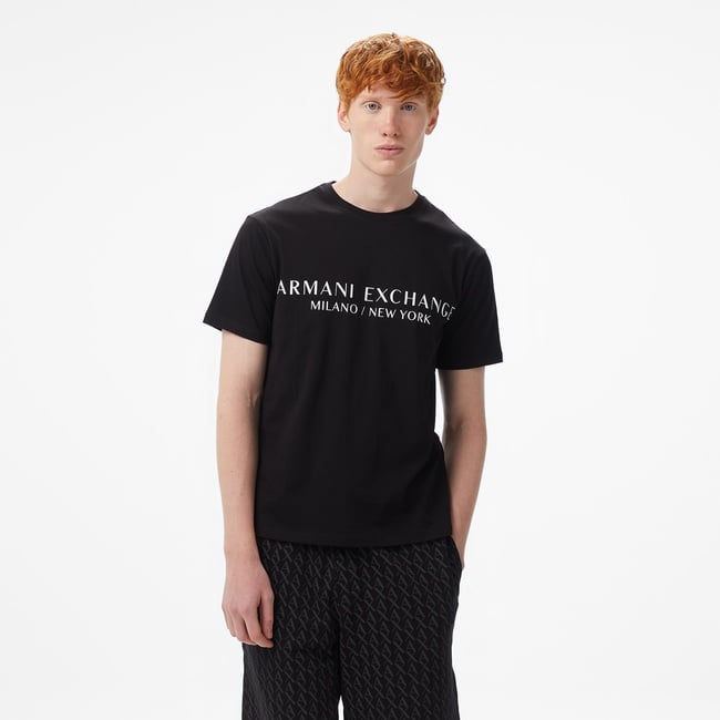  Armani Exchange Erkek Siyah Bisiklet Yaka T-Shirt