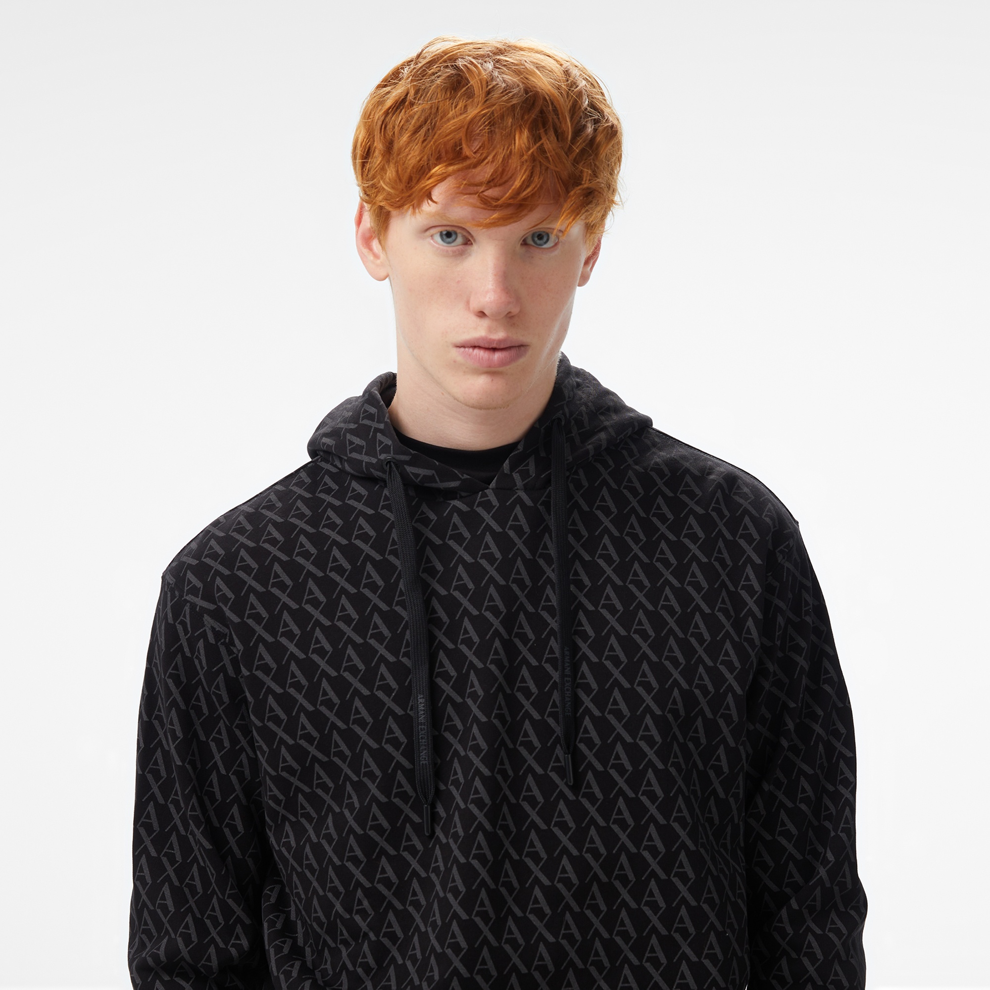 Armani Exchange Erkek Siyah Kapüşonlu Sweatshirt