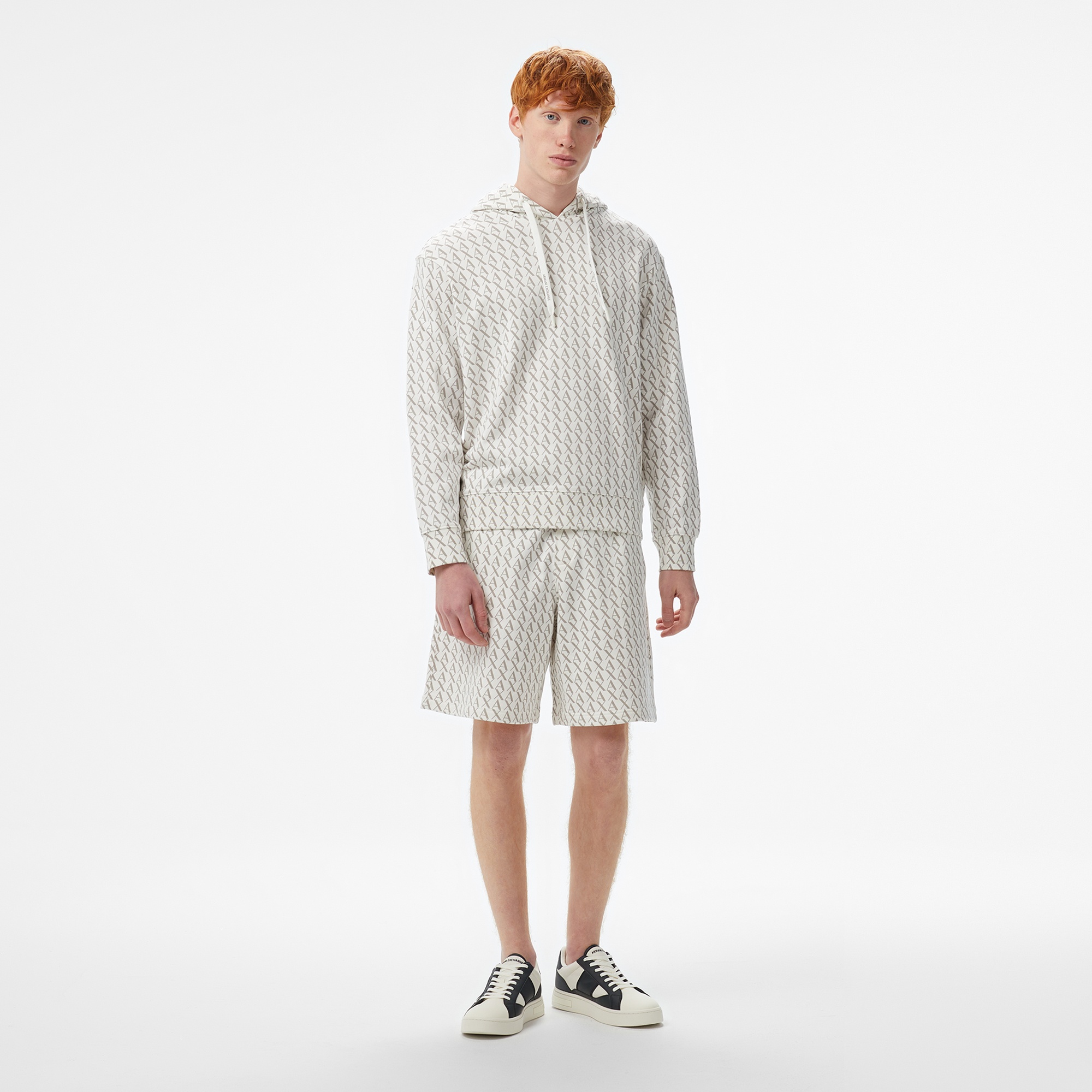 Armani Exchange Erkek Beyaz Kapüşonlu Sweatshirt