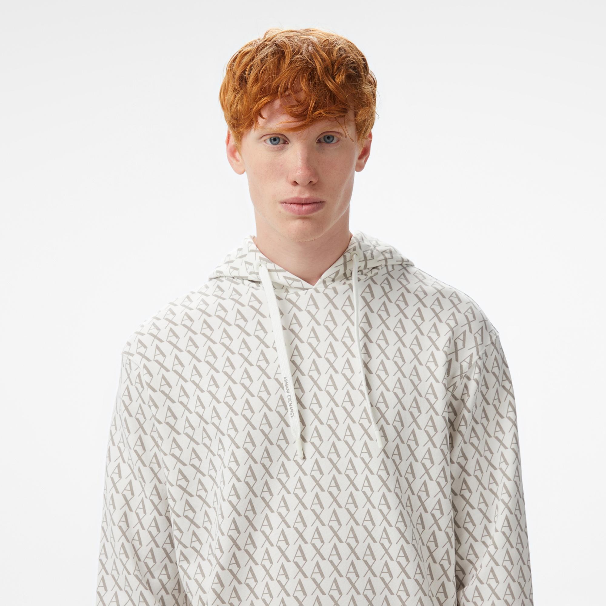 Armani Exchange Erkek Beyaz Kapüşonlu Sweatshirt