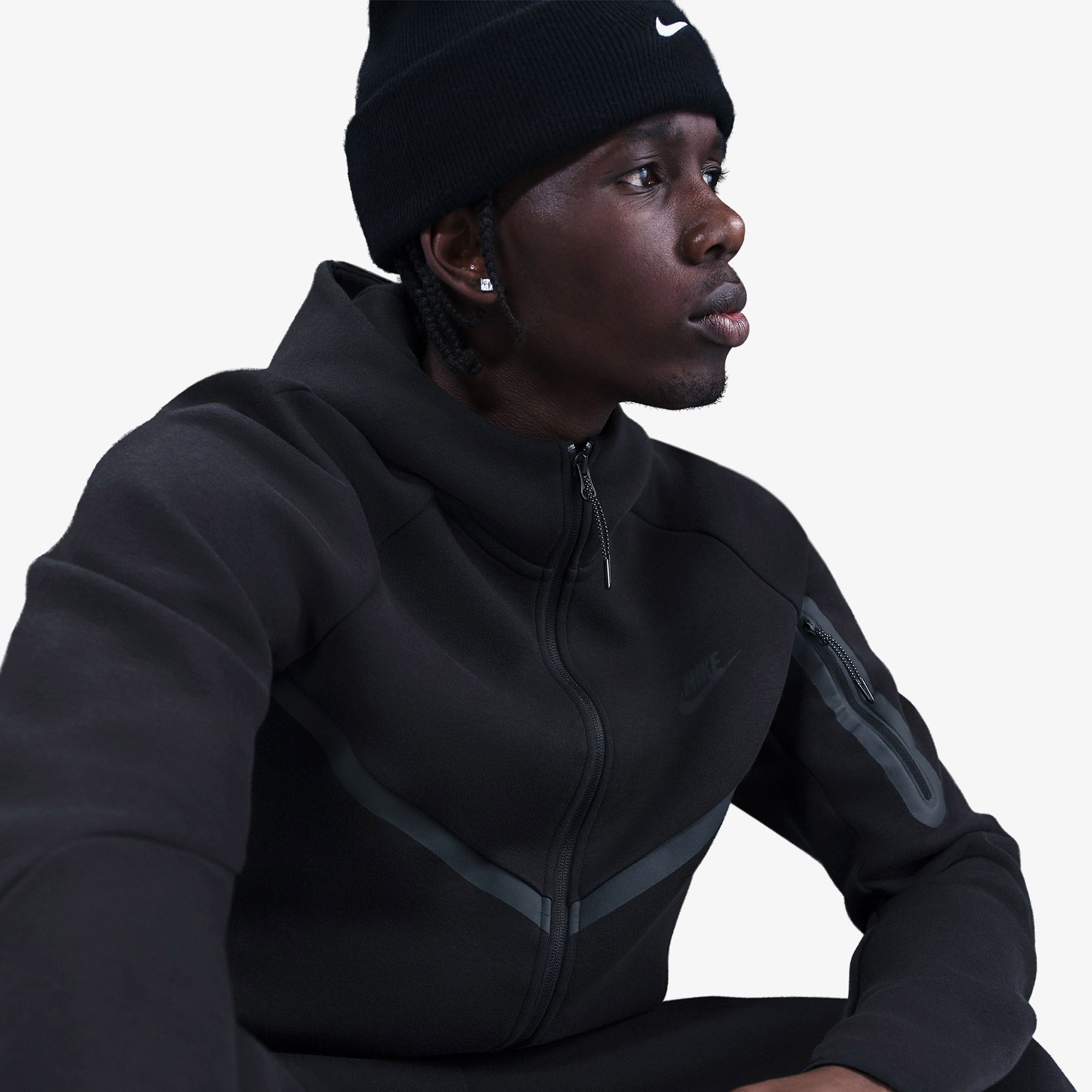 Nike Tech Fleece Erkek Siyah Kapüşonlu Hoodie