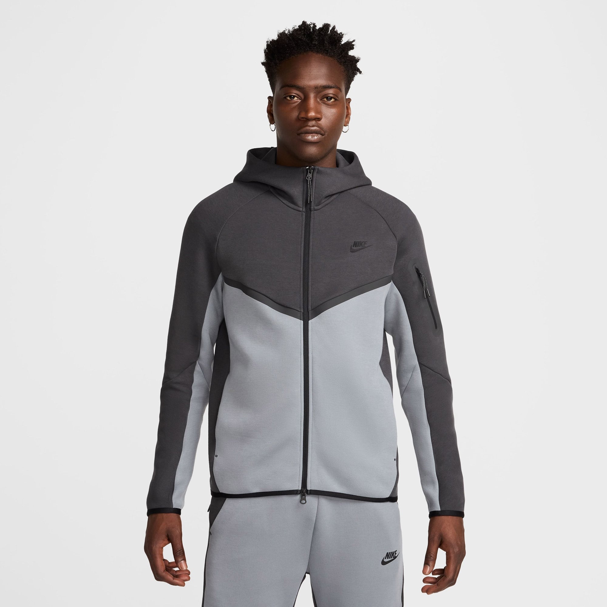 Nike Tech Fleece Erkek Gri Kapüşonlu Hoodie