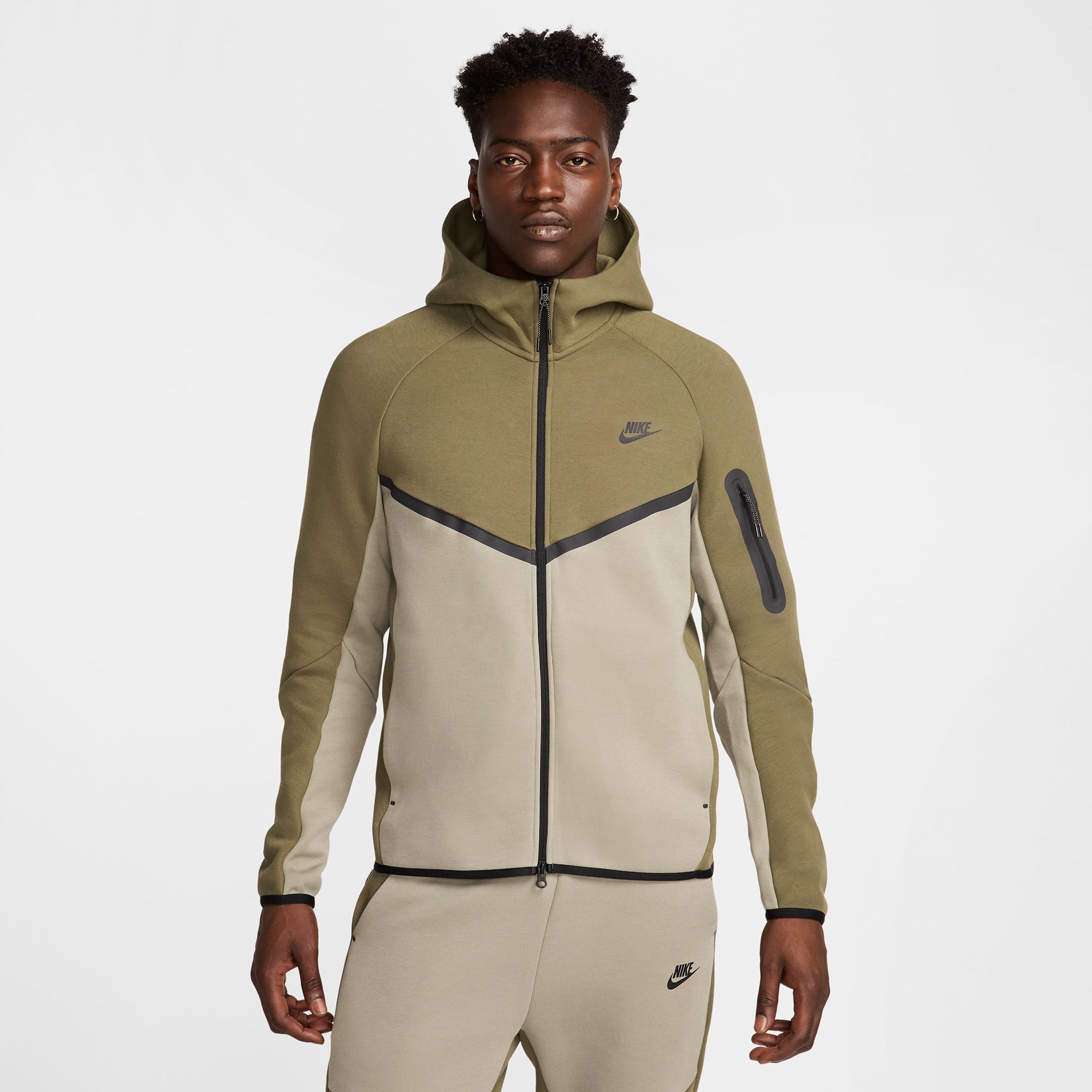 Nike Tech Fleece Erkek Haki Kapüşonlu Hoodie